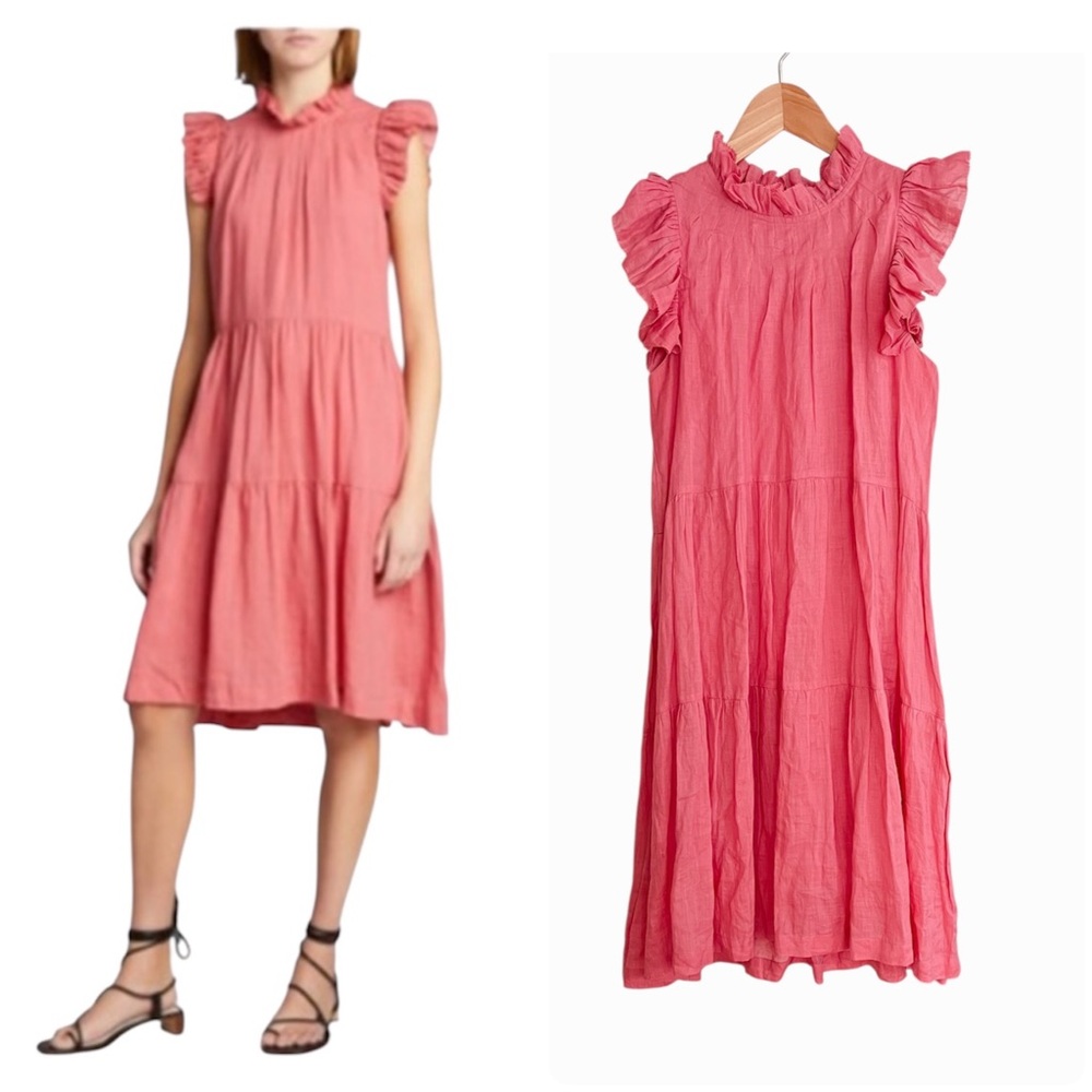 Sea New York Pink Hattie Tiered Ruffle Sleeve Dress 2